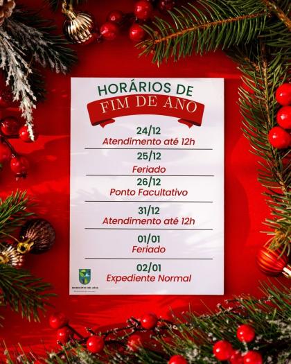 Prefeitura de Jóia divulga horários especiais de atendimento no fim de ano