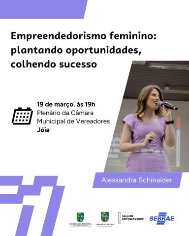 Empreendedorismo feminino será tema de palestra em Jóia