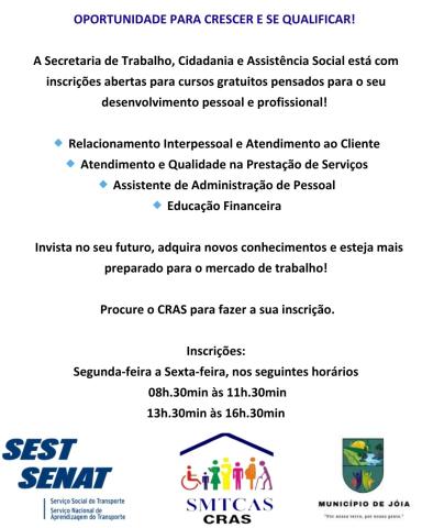 Jóia abre inscrições para cursos gratuitos de qualificação profissional