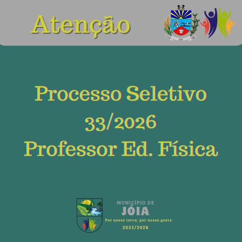 Prefeitura de Jóia abre processo seletivo para contratação de professor de Educação Física