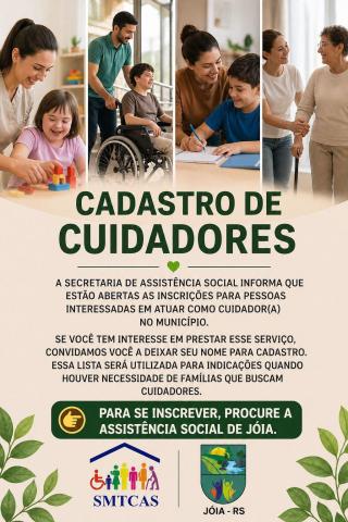 Assistência Social de Jóia abre cadastro para cuidadores