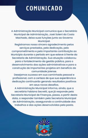 Secretário de Administração Zé da Gaita deixa o Governo de Jóia