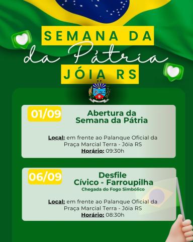 Imagem ilustrativa da notícia: Jóia se prepara para celebrar a Semana da Pátria com programação cívica