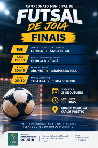 Imagem ilustrativa da notícia: Campeonato Municipal de Futsal de Jóia terá finais nesta sexta-feira